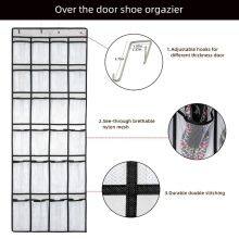 Over The Door Shoe Organizer, Hanging Shoe Organizer With 24 Mesh Large Pockets Door Shoe Rack Organizer for Men Women Kids Hanging Shoe Storage Bag thumbnail-3