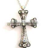 Large Rhinestone Cross Necklace thumbnail-1