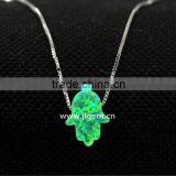 Synthetic Green Opal Hamsa/Hand With 925 Sterling Silver Necklace Jewelry For Wedding Dresses thumbnail-3