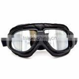 BJ-GT-007 New Arrival Black Leather Goggles Motorcycle With Clear Lens thumbnail-2
