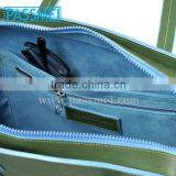 Green Zipper Bag Lined in Turquoise Suede thumbnail-2