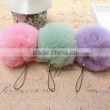 Real Fur Ball Key Chain / Fur Ball Keychain / Rex Rabbit Fur Pom Poms