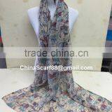 Cartoon Owl Print Voile Scarf thumbnail-2