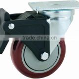 22 Series Double Ball Raceway Structure Top Plate Swivel PU on PP Industrial Caster with Nylon Top Lock Brake