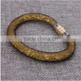 Hot Sale Nylon Mesh Pipe PU Bracelet With Crystal