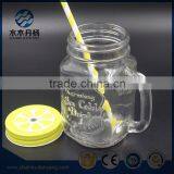 Fasion 450ml Clear Glass Drinking Bottle With Handle and Straw