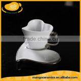 Romantic Heart Shape White Porcelain Coffee Cup and Saucer thumbnail-1