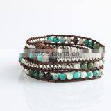 Pure Natural Turquoise Paragraphs Female Winding Bracelet for Men and Women Lovers in Tibet thumbnail-2