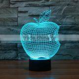 3D Optical Night Light Apple 7 RGB Light Colors 10 LEDs AA Battery or DC 5V Mixed Lot thumbnail-3