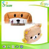 Custom Cute Plush Round Terry Cloth Furry Pencil Bag With Handle and Zipper thumbnail-4