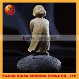 Lovely Little Monk Blow Air Marble Stone Statue thumbnail-2