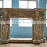 Italian Yellow Marble Fireplace With Floral Design thumbnail-6
