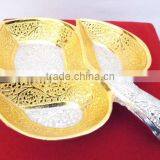 Indian Wedding Return Gift Item Beautiful Silver and Gold and Gold Plated Brass Tray thumbnail-2