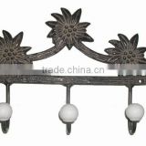 Metal decorative FLOWERS hook with Ceramic knobs, Home decoration hook, metal wall art hooks, European style hook, Vintage hooks