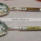 Beautifully Embossed Salad Server Set of 2 With Mother of Pearl Decoration thumbnail-1