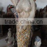 Hand Made Wooden Carving Mermaid, Antique Imitation Wooden Mermaid Statue thumbnail-2