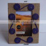 Jute Photo Frame in Two Tone Purple on Natural Jute Available in All Photo Sizes and Patterns thumbnail-1
