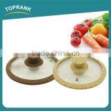 Kitchen Cooking Marble Printed Silicone Edge Tempered Glass Frying Pan Lid thumbnail-1