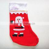 China Two Colors of no Sew Applique Santa Claus Snowman Tree Polyester Xmas Sock Wool Fabric Christmas Stocking Holders