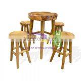 Teak Log Furniture Type Set Bar Table Natural Color thumbnail-2
