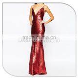 Wine Red One Piece Girls Party Dresses Pictures of Latest Gown Sexy Deep v Floor Touching Evening Dress thumbnail-4