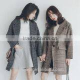 2016 High Quality Women Winter Plaid Woolen Coats for Ladies Ladies Long Coat Design thumbnail-4