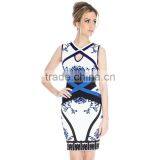 Restock Top Quality 2014 Chinese Elements Print Blue Ladies Mini Sexy Bodycon HL Bandage Dress Celebrity Style Dresses thumbnail-1