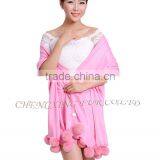 CX-B-P-42E Fur Ball Decora Fashion Women Cashmere Shawl thumbnail-5