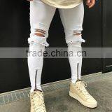 Custom Male Super Skinny Distressed Moto Biker Denim Pants Men High Stretch Ripped Trousers Zipped Tight Ankle Jeans 2017 thumbnail-5