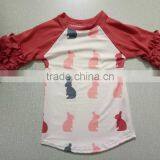 Wholesale Baby Clothes Ruffle Raglan Baby Icing Ruffle Top With Bunny Printed thumbnail-1