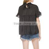 Sexy Summer Patchwork Lace Short Sleeve Blouses thumbnail-3
