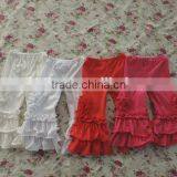 2017 Summer Children Girls Cotton Flower Pattern Ruffle Shorts Little Lovely Girls Solid Color Comfortable Capris thumbnail-1