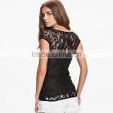 Women's V-neck Navy,black,white Sleeveless Lace Tunic t Shirt thumbnail-2