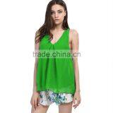 Fashion Summer Deep V Neck Chiffon Sleeveless Woman Blouse For Sale thumbnail-6
