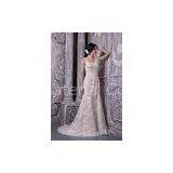 New Designer Champagne Strap Mermaid Lace Evening Dress Long Prom Gown With Flowers thumbnail-1