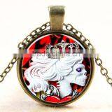XP-TGN-S-145 Wholesale Diy Image Glass Round Charm Skull Dome Cabochon Necklace For Gift