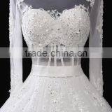 2017 Hot Sale Bridal Wedding Dress V-neck Long Sleeves Beaded Sweetheart Nackline Mermaid Lace Wedding Dress F12802 thumbnail-4