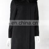 Anti-pilling Black 100% Cashmere Long Coat With Fox FurHoody thumbnail-2