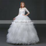 HS1619 2017 Luxury Applique Princess Bridal Gown Corset Organza Cathedral Church Ball Gown Wedding Dresses Cheap thumbnail-2