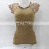 2015 Beautiful Seamless Shapers Shoulder Stitching Lace and Butterfly Embroidery Clothing thumbnail-1