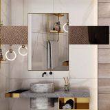 Modern Stainless Steel Frame Square Metal Living Room Decorative Wall Mirror thumbnail-3