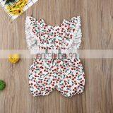 Baby Girls Cherry Pattern Romper 2019 New Summer Newborn Baby Girl Floral Romper Fly Sleeve Jumpsuit Lace Outfit Clothes Sunsuit thumbnail-5