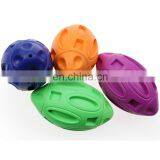 Pet Squeaky Toys Rubber Rugby Ball Interactive and Training Chew Toys Fetch Toy Ball for Dogs thumbnail-1