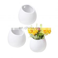 New Custom round ceramic wall mounted  hanging flower planter vase