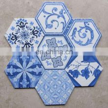 230*200*115 Art Tile Mediterranean style Blue and White Porcelain Hex Floor Tile/Wall Tile