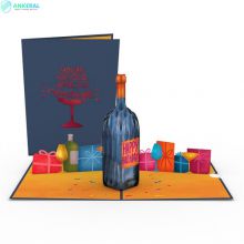 Vintage Wine 3D Pop-up Cards Best Happy Birthday Party Celebration Greeting Cards for Dad