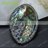 Topearl Jewelry New Design Abalone Shell Pendant Rhinestones Clay Pave Neck Pendant SPD01 thumbnail-2