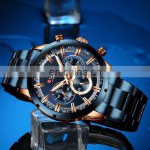 Men Quartz Wrist Watches Stainless Steel Strap Luxury Gold Chronograph Business Waterproof Watch thumbnail-5