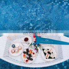 Vietnam Supplier Boat Shaped PE Rattan Floating Pool Tray Hotel Water Floating Breakfast Serving Tray thumbnail-3