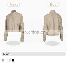 New Pocket Outdoor Workout Jacket Women Loose Yoga Exercise Sport Wears Gym Jacket thumbnail-2